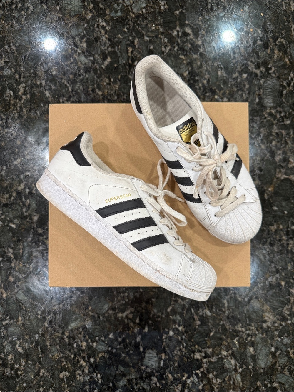 adidas Kids White and Black Superstar Sneakers